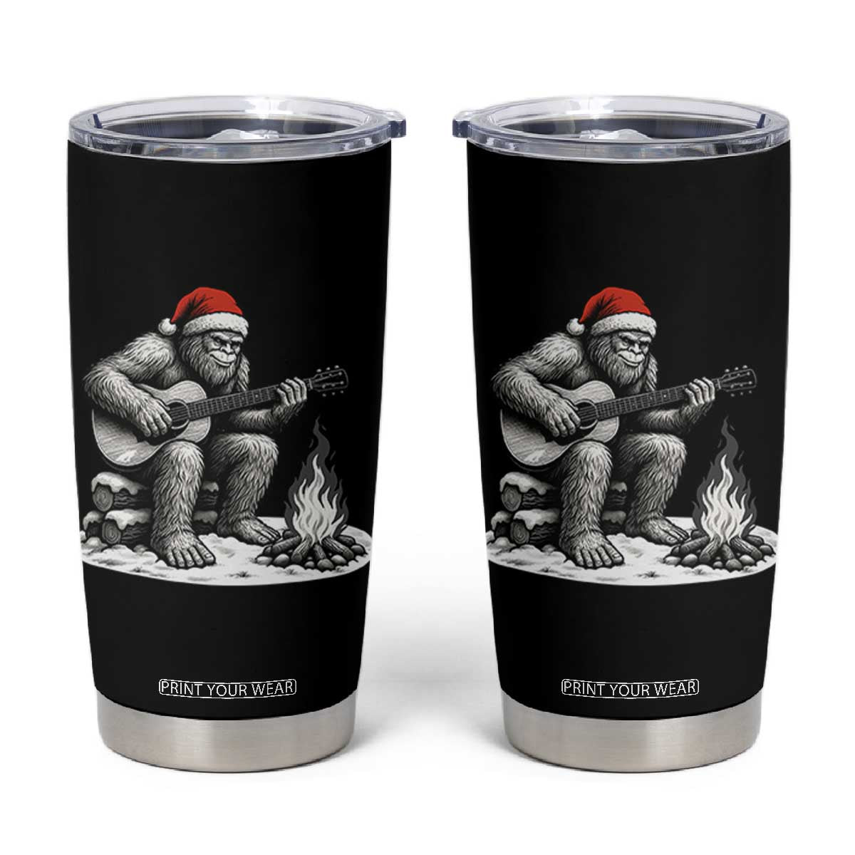 Bigfoot Guitar Christmas Tumbler Cup Sasquatch Guitarist Music Xmas TS14 Black Print Your Wear