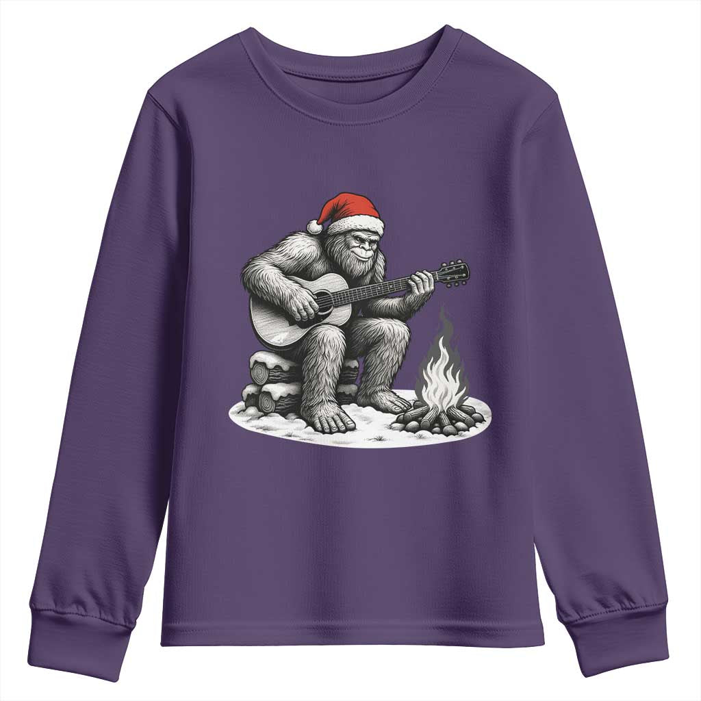 Bigfoot Guitar Christmas Youth Sweatshirt Sasquatch Guitarist Music Xmas TS14 Purple Print Your Wear