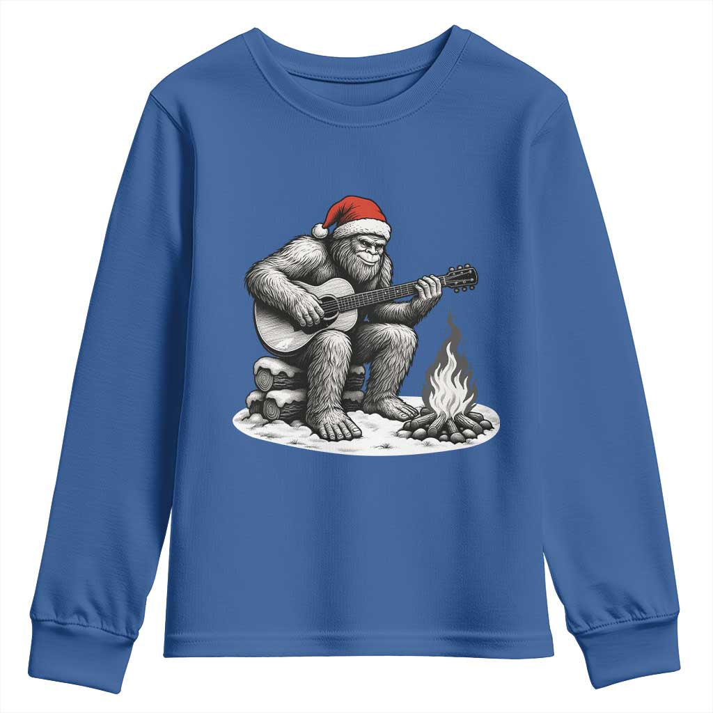 Bigfoot Guitar Christmas Youth Sweatshirt Sasquatch Guitarist Music Xmas TS14 Royal Blue Print Your Wear