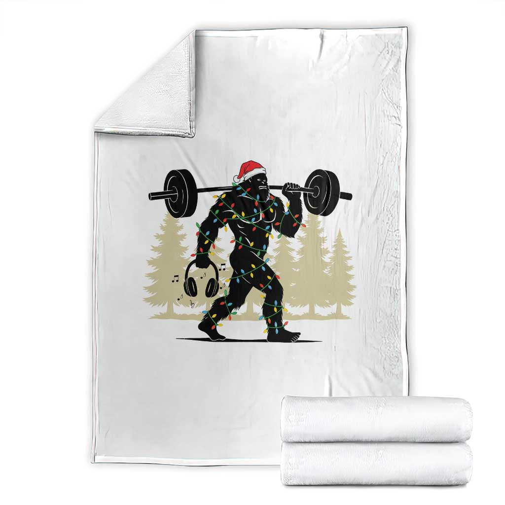 Bigfoot Gym Christmas Throw Blanket Funny Sasquatch Bodybuilding Weightlifting TS14 White Print Your Wear