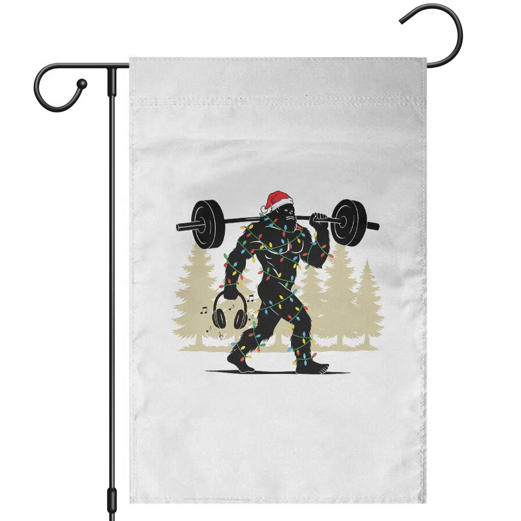 Bigfoot Gym Christmas Garden Flag Funny Sasquatch Bodybuilding Weightlifting TS14 White Print Your Wear