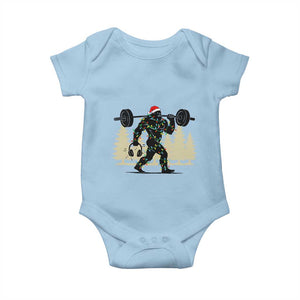 Bigfoot Gym Christmas Baby Onesie Funny Sasquatch Bodybuilding Weightlifting TS14 Light Blue Print Your Wear