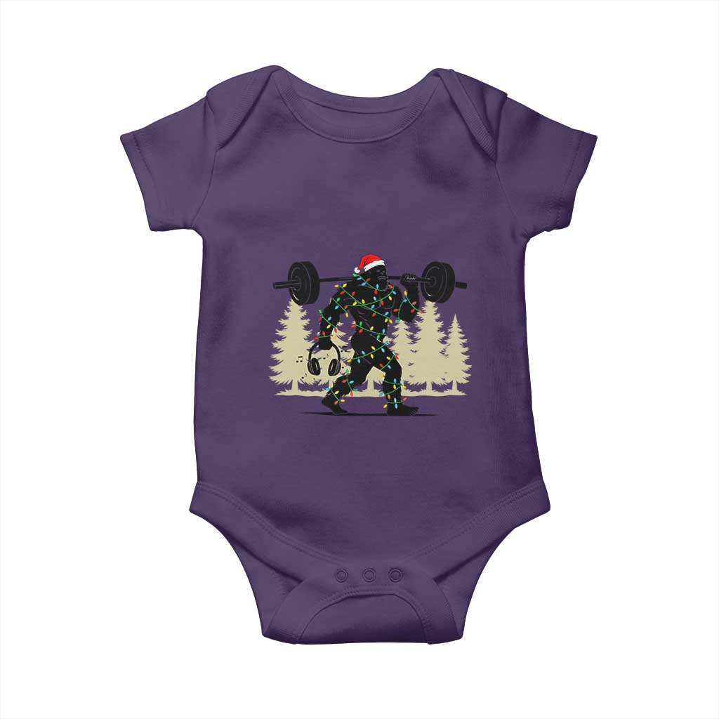 Bigfoot Gym Christmas Baby Onesie Funny Sasquatch Bodybuilding Weightlifting TS14 Purple Print Your Wear