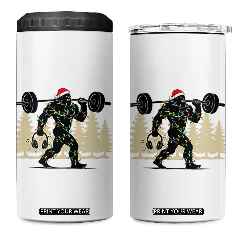 Bigfoot Gym Christmas 4 in 1 Can Cooler Tumbler Funny Sasquatch Bodybuilding Weightlifting TS14 One Size: 16 oz White Print Your Wear