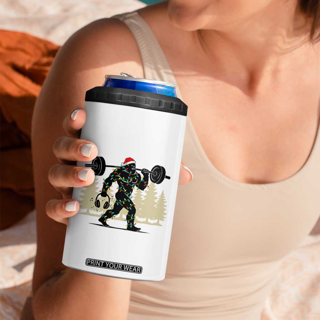 Bigfoot Gym Christmas 4 in 1 Can Cooler Tumbler Funny Sasquatch Bodybuilding Weightlifting TS14 Print Your Wear
