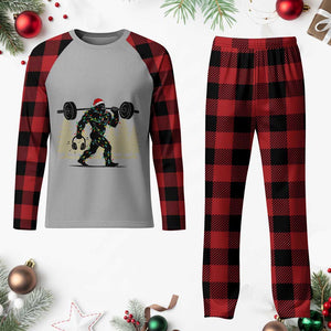 Bigfoot Gym Christmas Plaid Pajama Set Funny Sasquatch Bodybuilding Weightlifting TS14 Buffalo Plaid Print Your Wear
