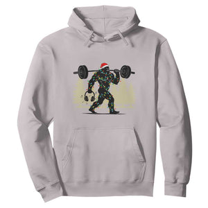 Bigfoot Gym Christmas Hoodie Funny Sasquatch Bodybuilding Weightlifting TS14 Ice Gray Print Your Wear