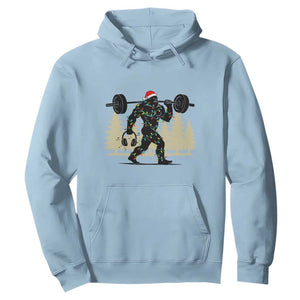Bigfoot Gym Christmas Hoodie Funny Sasquatch Bodybuilding Weightlifting TS14 Light Blue Print Your Wear