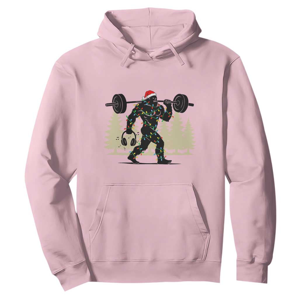 Bigfoot Gym Christmas Hoodie Funny Sasquatch Bodybuilding Weightlifting TS14 Light Pink Print Your Wear