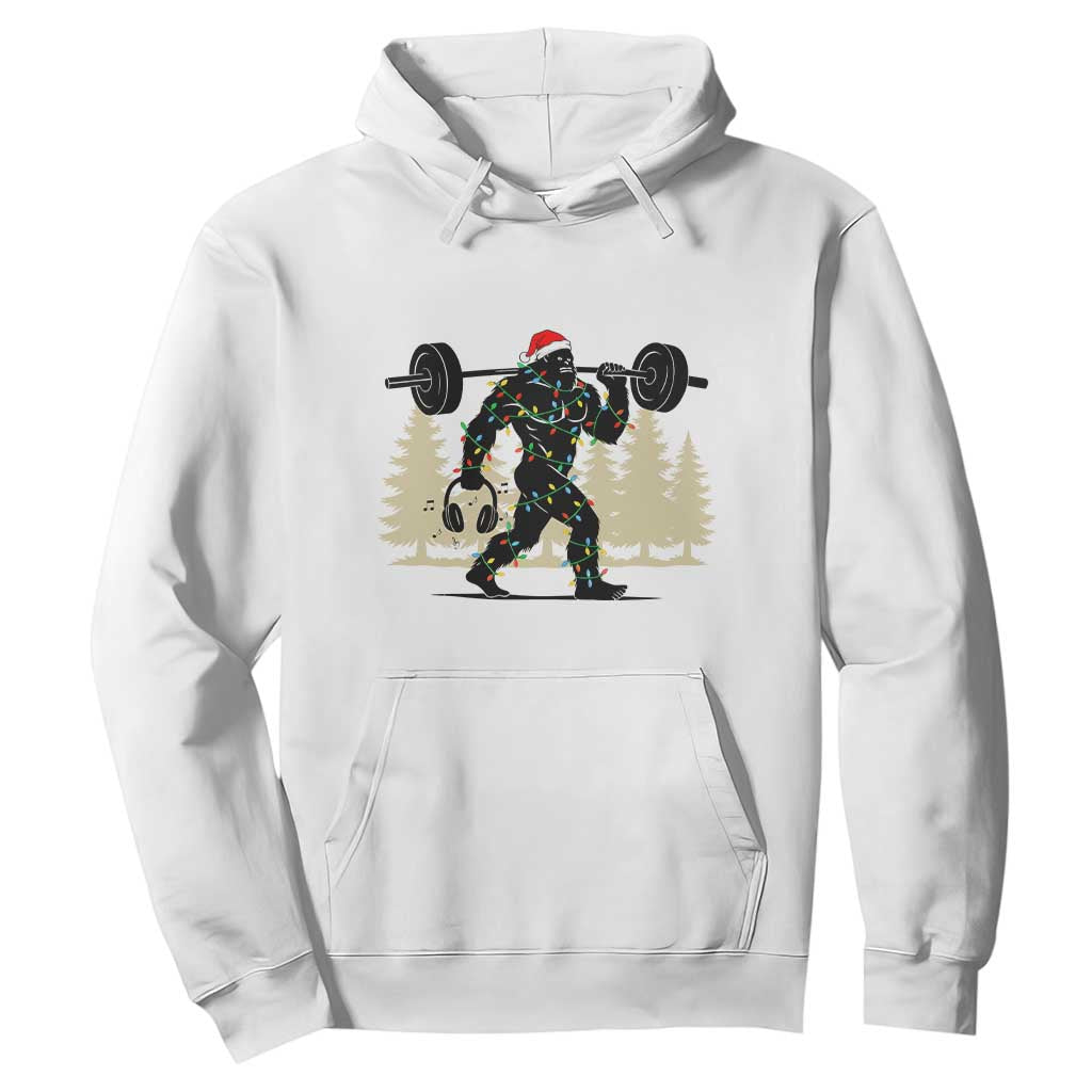 Bigfoot Gym Christmas Hoodie Funny Sasquatch Bodybuilding Weightlifting TS14 White Print Your Wear
