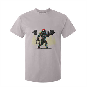 Bigfoot Gym Christmas T Shirt For Kid Funny Sasquatch Bodybuilding Weightlifting TS14 Ice Gray Print Your Wear
