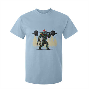 Bigfoot Gym Christmas T Shirt For Kid Funny Sasquatch Bodybuilding Weightlifting TS14 Light Blue Print Your Wear