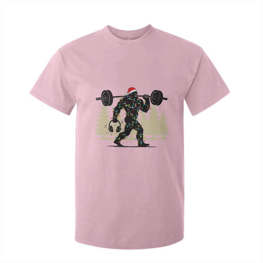 Bigfoot Gym Christmas T Shirt For Kid Funny Sasquatch Bodybuilding Weightlifting TS14 Light Pink Print Your Wear