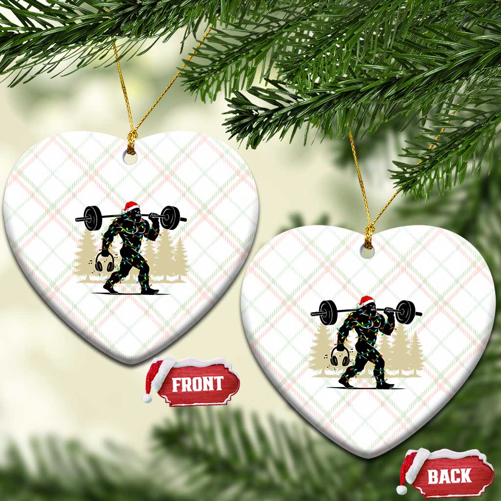 Bigfoot Gym Xmas Ceramic Ornament Funny Sasquatch Bodybuilding Weightlifting TS14 Print Your Wear