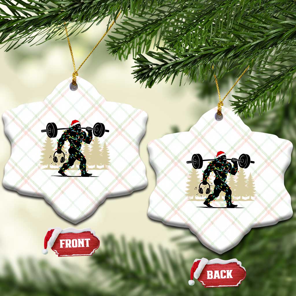 Bigfoot Gym Xmas Ceramic Ornament Funny Sasquatch Bodybuilding Weightlifting TS14 Print Your Wear