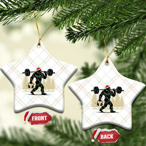 Bigfoot Gym Xmas Ceramic Ornament Funny Sasquatch Bodybuilding Weightlifting TS14 Print Your Wear