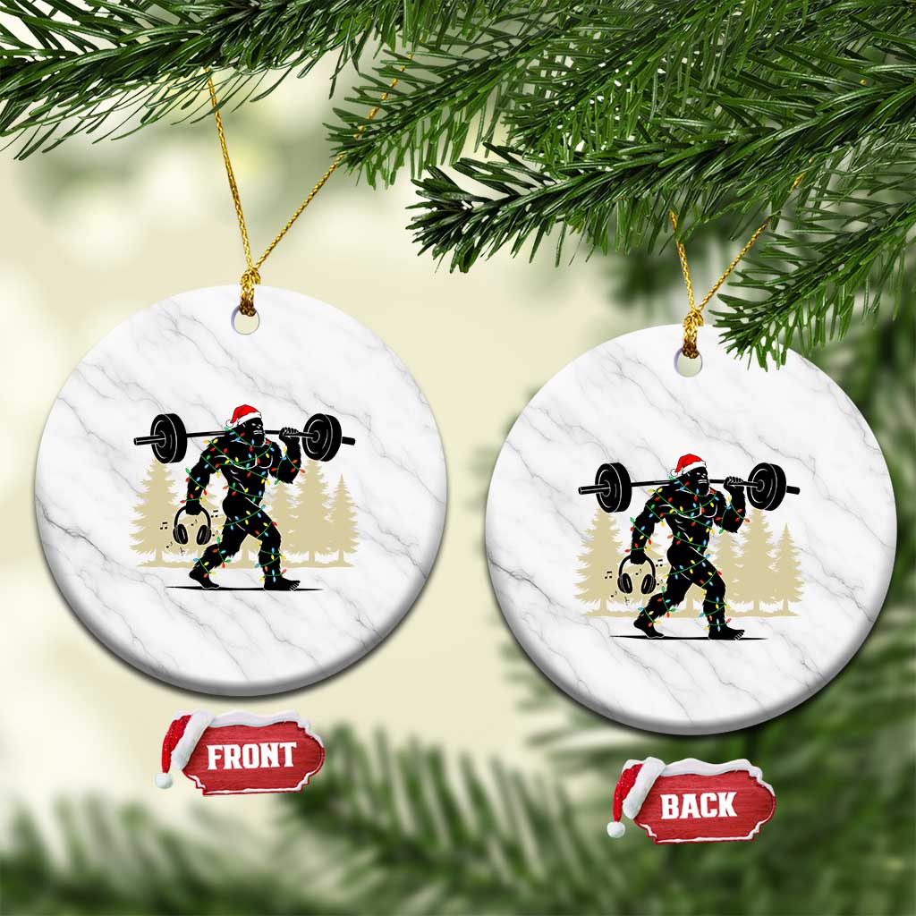 Bigfoot Gym Xmas Ceramic Ornament Funny Sasquatch Bodybuilding Weightlifting TS14 1pc White Marble Print Your Wear
