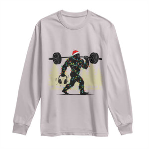 Bigfoot Gym Christmas Long Sleeve Shirt Funny Sasquatch Bodybuilding Weightlifting TS14 Ice Gray Print Your Wear