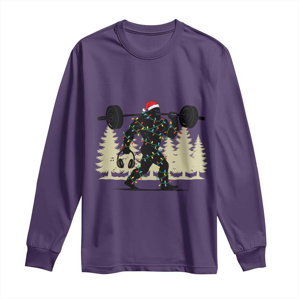 Bigfoot Gym Christmas Long Sleeve Shirt Funny Sasquatch Bodybuilding Weightlifting TS14 Purple Print Your Wear