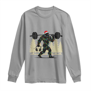 Bigfoot Gym Christmas Long Sleeve Shirt Funny Sasquatch Bodybuilding Weightlifting TS14 Sport Gray Print Your Wear
