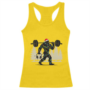 Bigfoot Gym Christmas Racerback Tank Top Funny Sasquatch Bodybuilding Weightlifting - Print Your Wear