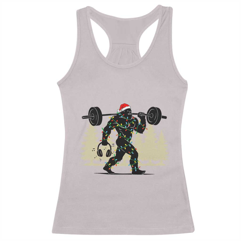 Bigfoot Gym Christmas Racerback Tank Top Funny Sasquatch Bodybuilding Weightlifting TS14 Ice Gray Print Your Wear
