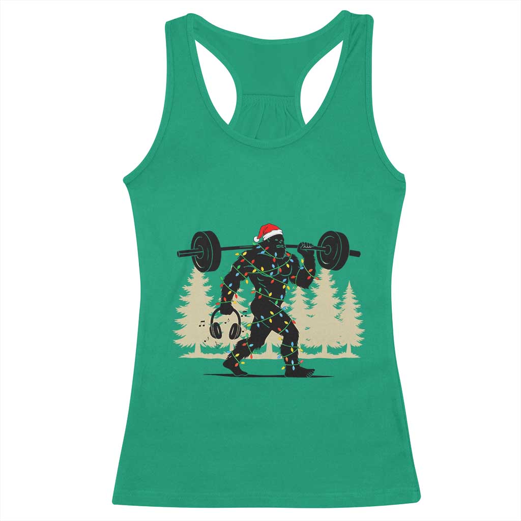 Bigfoot Gym Christmas Racerback Tank Top Funny Sasquatch Bodybuilding Weightlifting TS14 Irish Green Print Your Wear