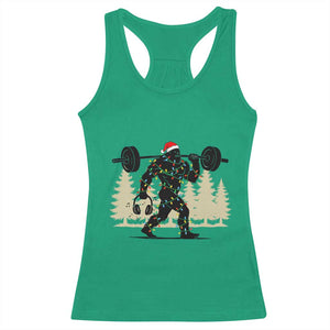 Bigfoot Gym Christmas Racerback Tank Top Funny Sasquatch Bodybuilding Weightlifting - Print Your Wear