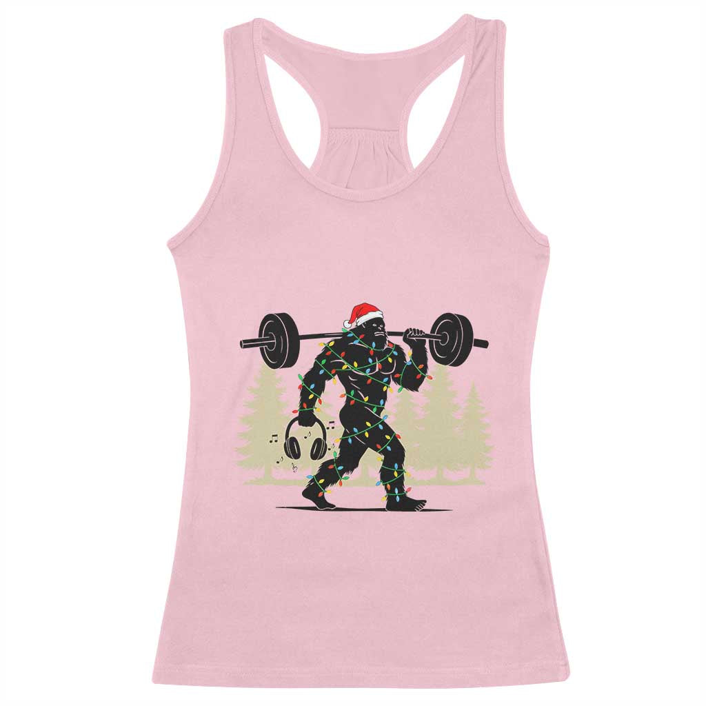 Bigfoot Gym Christmas Racerback Tank Top Funny Sasquatch Bodybuilding Weightlifting TS14 Light Pink Print Your Wear