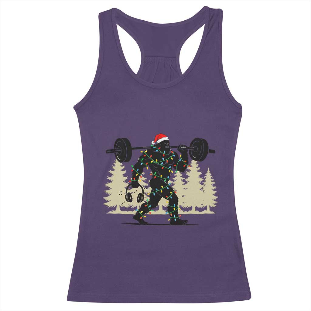 Bigfoot Gym Christmas Racerback Tank Top Funny Sasquatch Bodybuilding Weightlifting TS14 Purple Print Your Wear