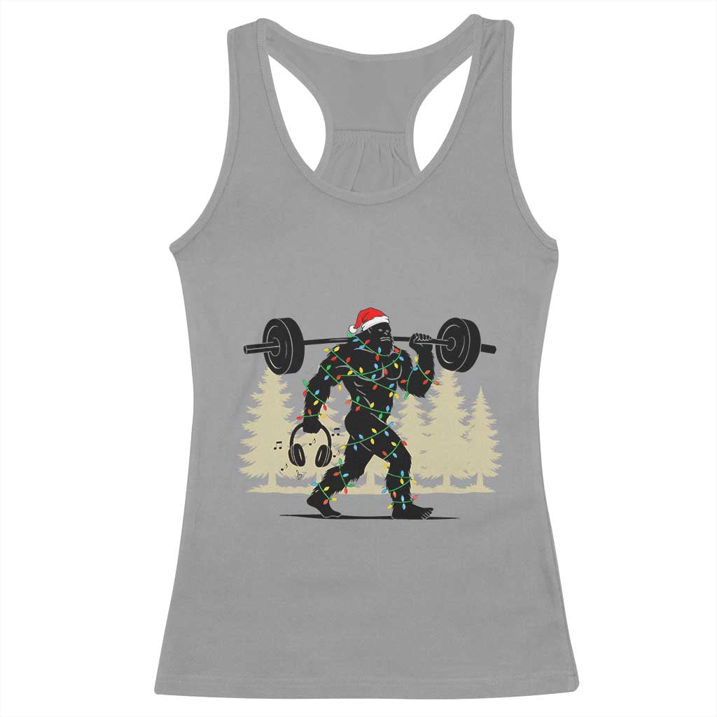 Bigfoot Gym Christmas Racerback Tank Top Funny Sasquatch Bodybuilding Weightlifting TS14 Sport Gray Print Your Wear