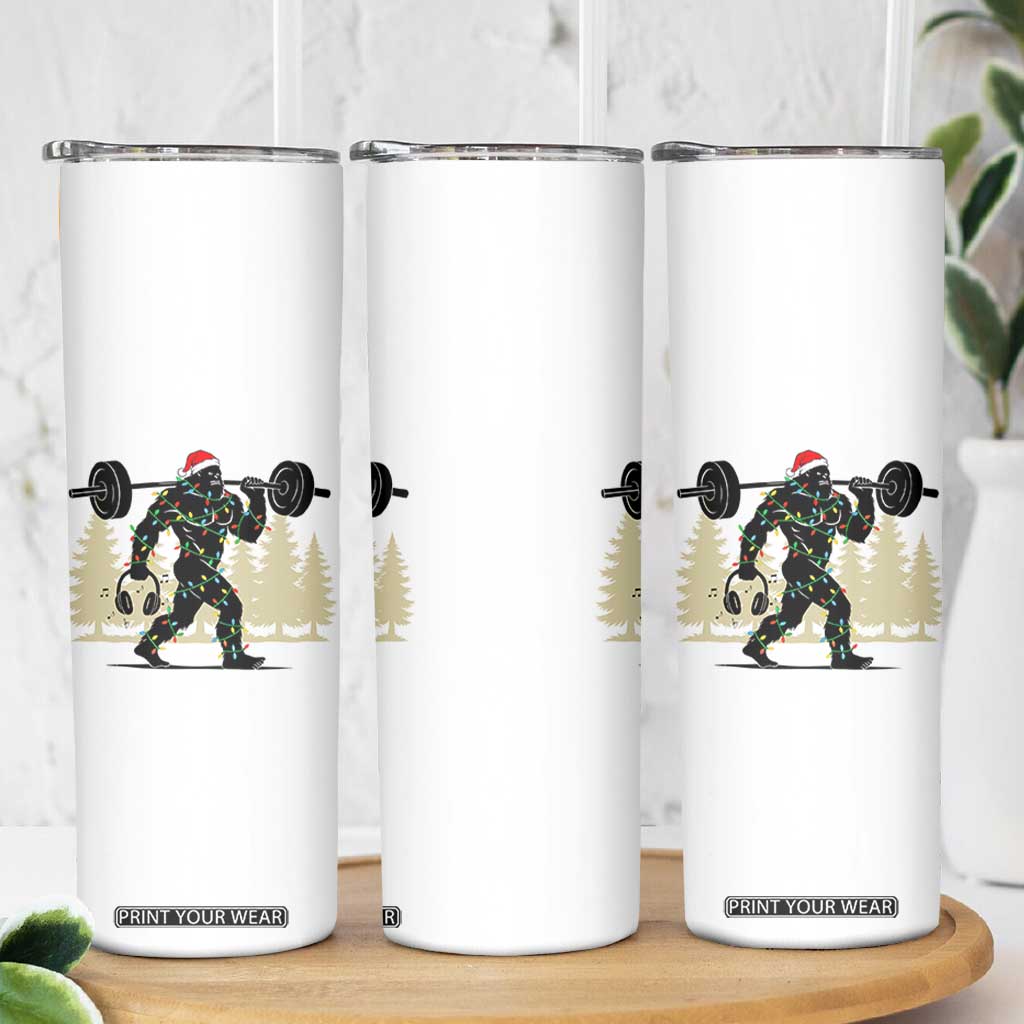 Bigfoot Gym Christmas Skinny Tumbler Funny Sasquatch Bodybuilding Weightlifting TS14 Print Your Wear