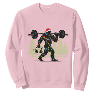 Bigfoot Gym Christmas Sweatshirt Funny Sasquatch Bodybuilding Weightlifting TS14 Light Pink Print Your Wear