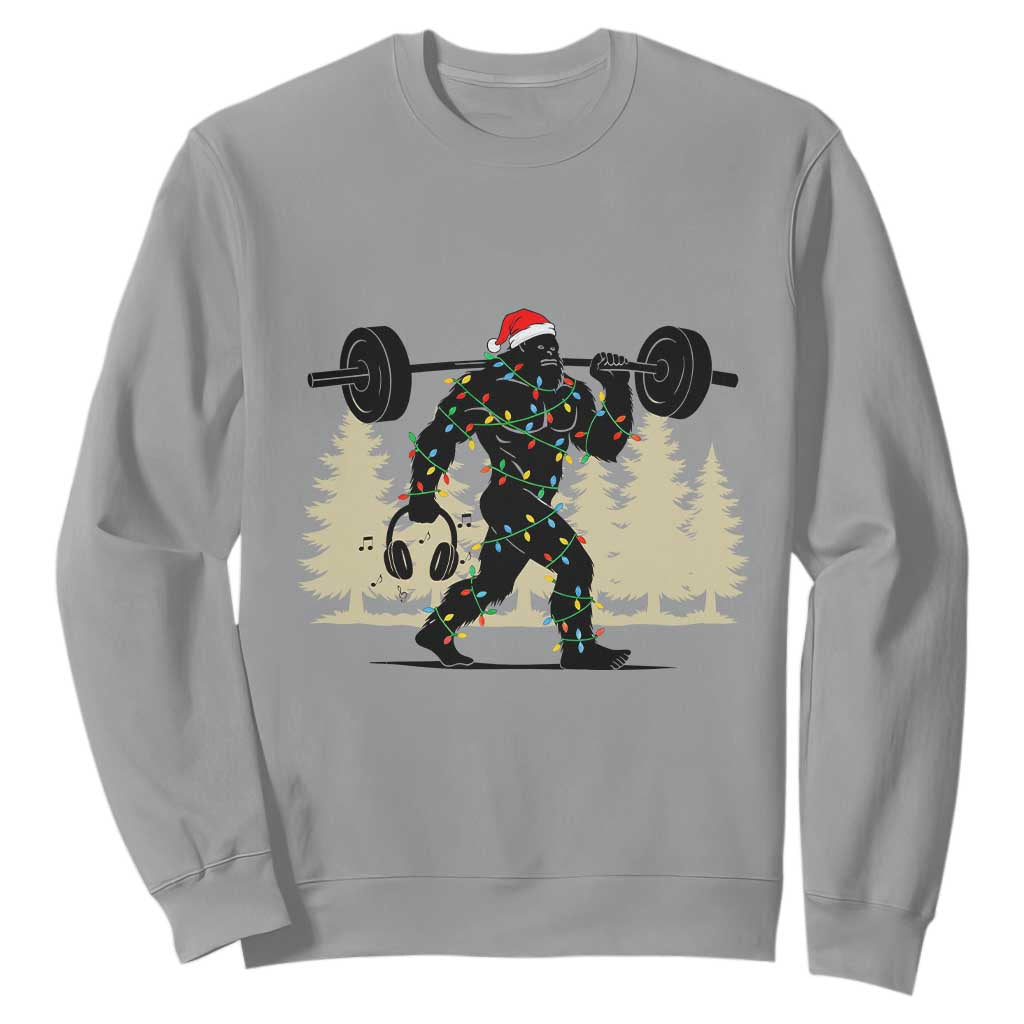 Bigfoot Gym Christmas Sweatshirt Funny Sasquatch Bodybuilding Weightlifting TS14 Sport Gray Print Your Wear