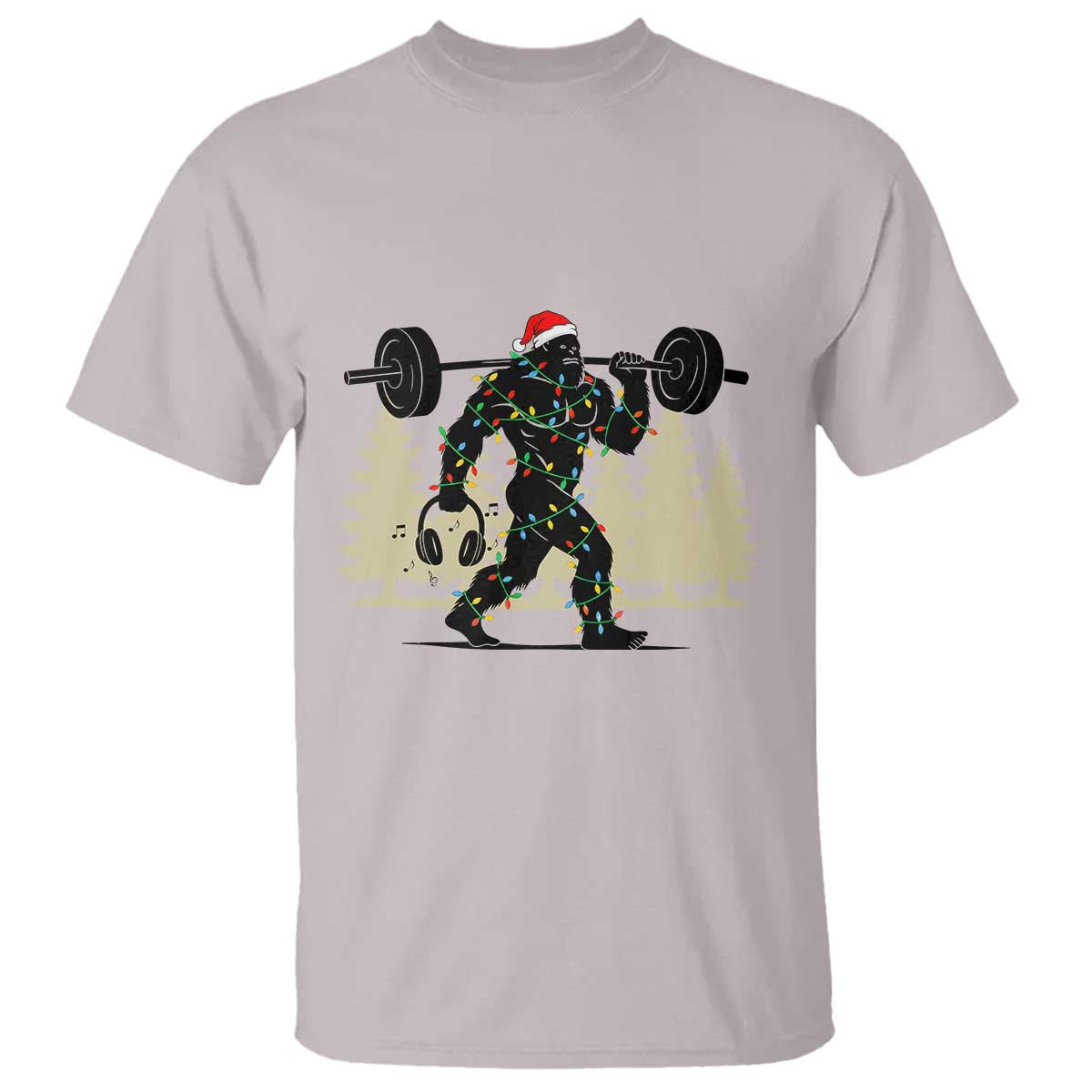 Bigfoot Gym Christmas T Shirt Funny Sasquatch Bodybuilding Weightlifting TS14 Ice Gray Print Your Wear
