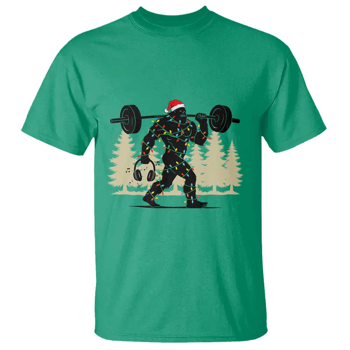 Bigfoot Gym Christmas T Shirt Funny Sasquatch Bodybuilding Weightlifting TS14 Irish Green Print Your Wear