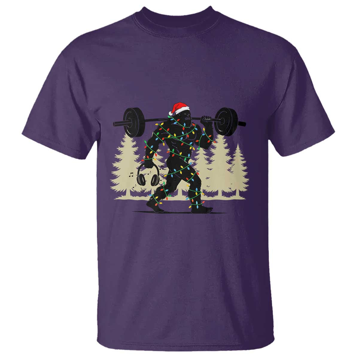 Bigfoot Gym Christmas T Shirt Funny Sasquatch Bodybuilding Weightlifting TS14 Purple Print Your Wear