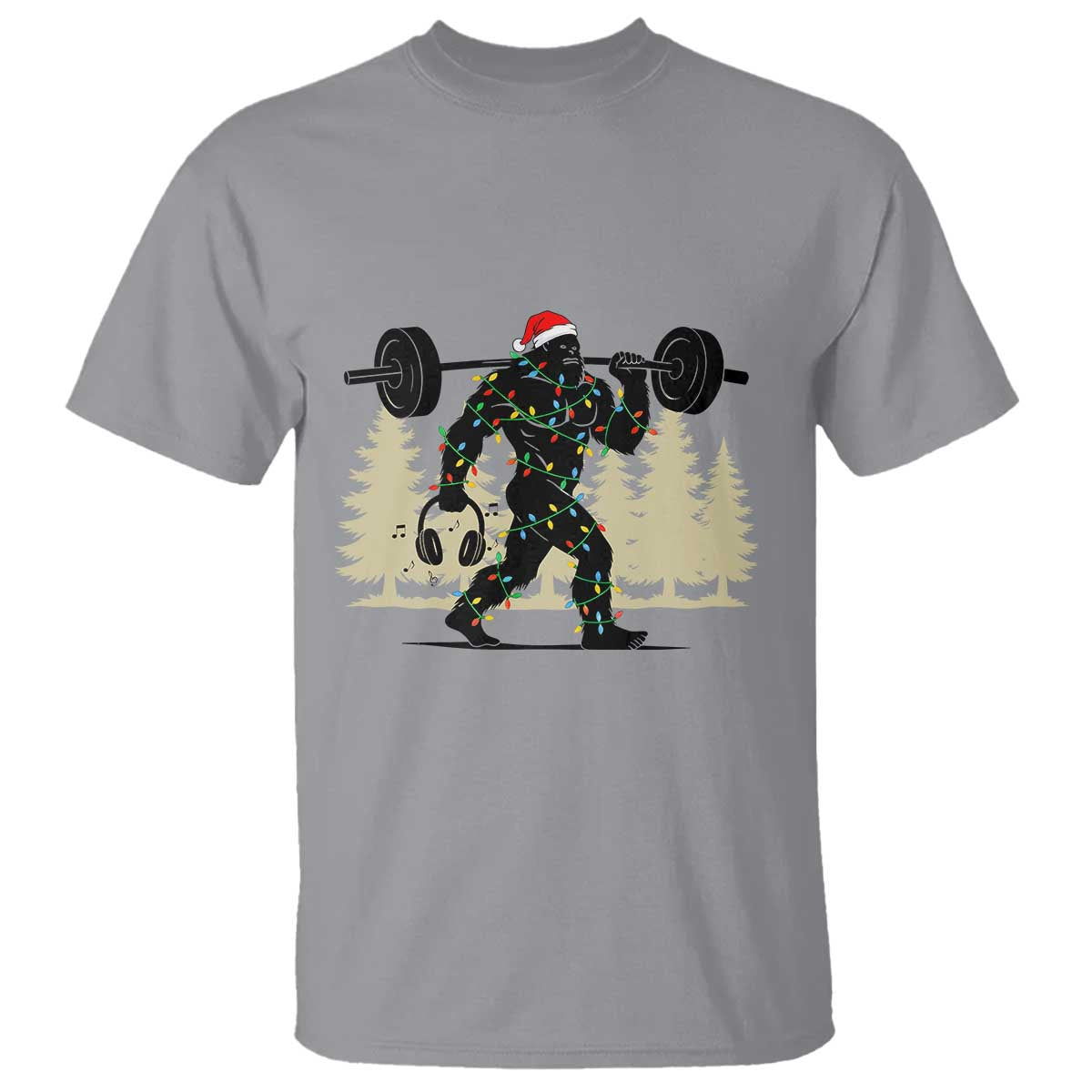 Bigfoot Gym Christmas T Shirt Funny Sasquatch Bodybuilding Weightlifting TS14 Sport Gray Print Your Wear