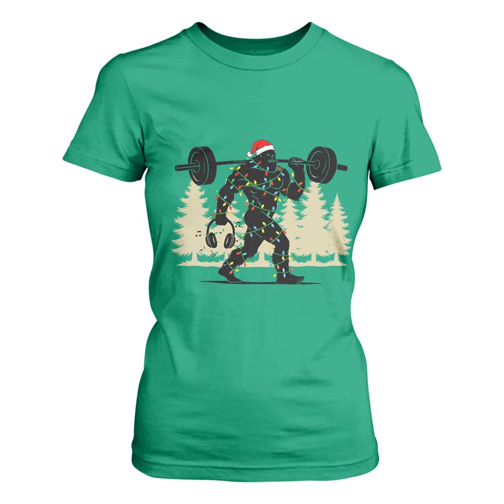 Bigfoot Gym Christmas T Shirt For Women Funny Sasquatch Bodybuilding Weightlifting TS14 Irish Green Print Your Wear