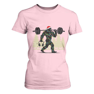 Bigfoot Gym Christmas T Shirt For Women Funny Sasquatch Bodybuilding Weightlifting TS14 Light Pink Print Your Wear