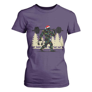 Bigfoot Gym Christmas T Shirt For Women Funny Sasquatch Bodybuilding Weightlifting TS14 Purple Print Your Wear