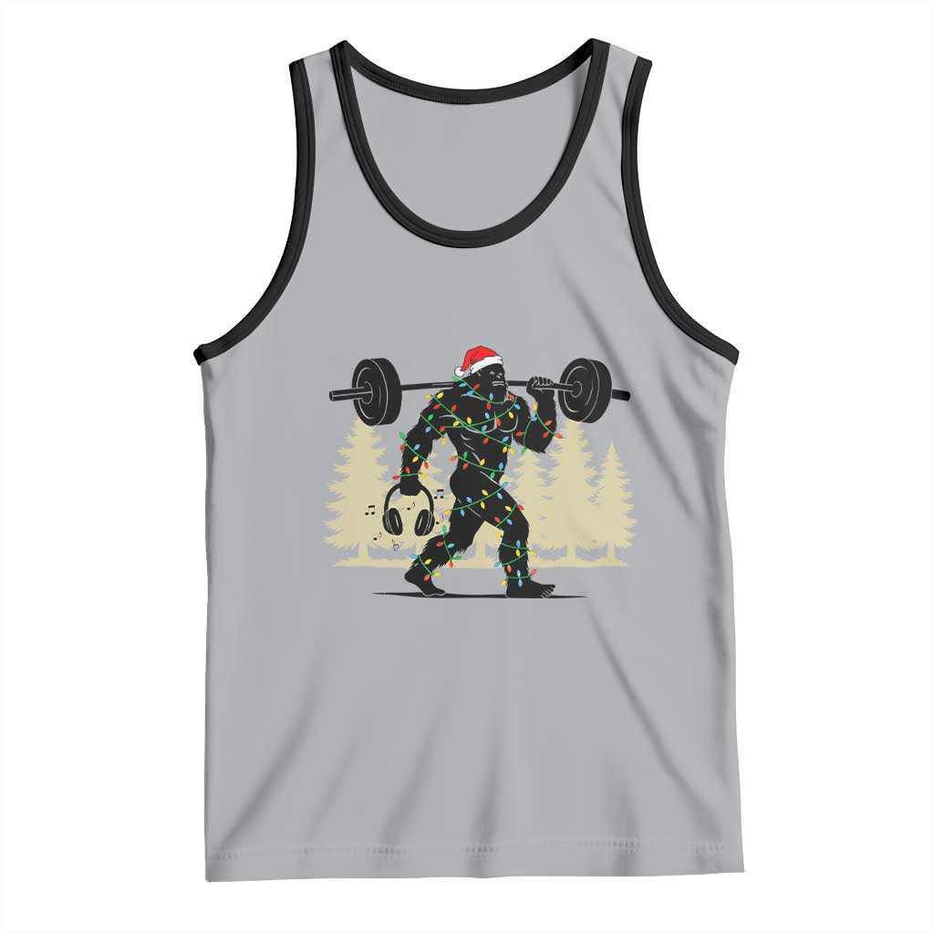 Bigfoot Gym Christmas Tank Top Funny Sasquatch Bodybuilding Weightlifting TS14 Athletic Heather Black Print Your Wear