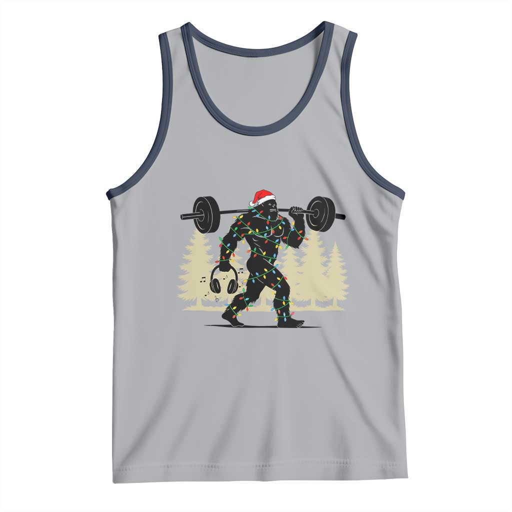 Bigfoot Gym Christmas Tank Top Funny Sasquatch Bodybuilding Weightlifting TS14 Athletic Heather Navy Print Your Wear