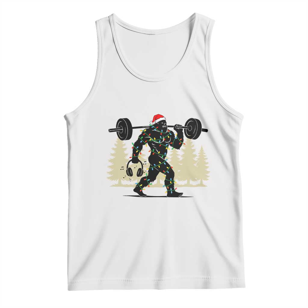 Bigfoot Gym Christmas Tank Top Funny Sasquatch Bodybuilding Weightlifting TS14 White Print Your Wear