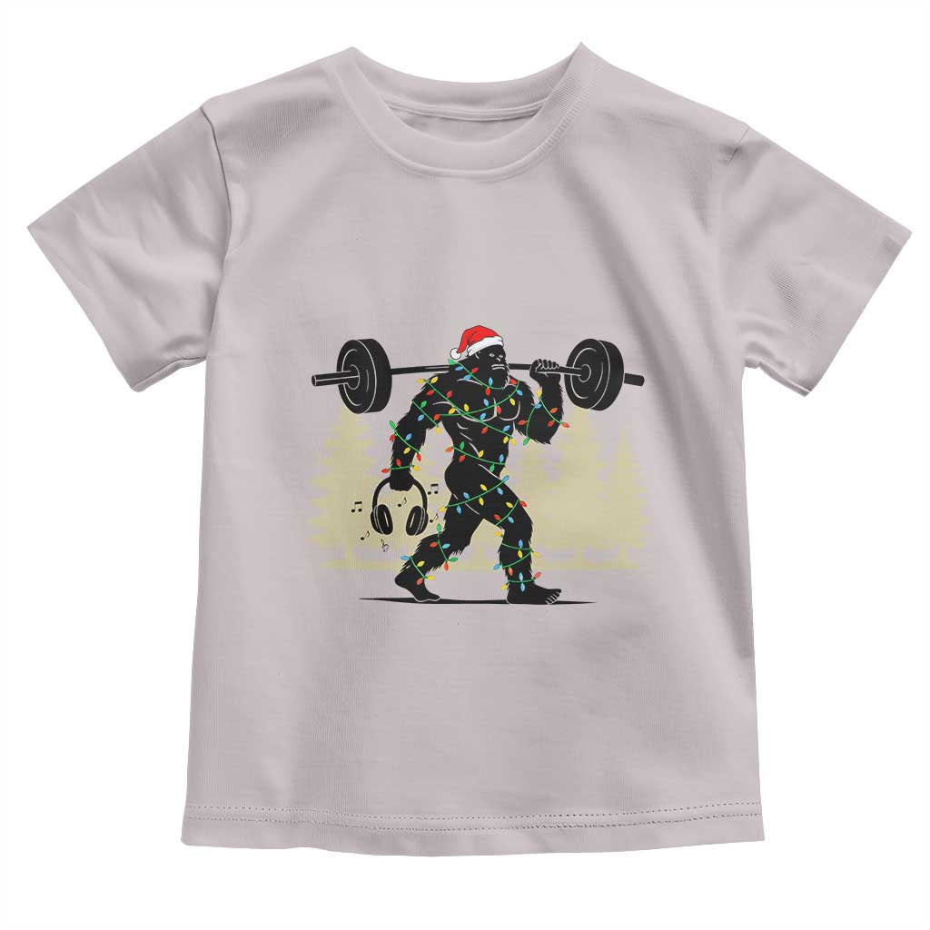 Bigfoot Gym Christmas Toddler T Shirt Funny Sasquatch Bodybuilding Weightlifting TS14 Ice Gray Print Your Wear