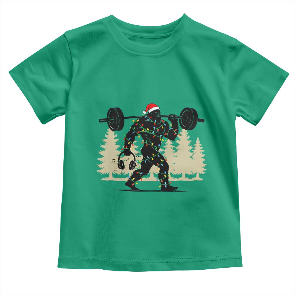 Bigfoot Gym Christmas Toddler T Shirt Funny Sasquatch Bodybuilding Weightlifting TS14 Irish Green Print Your Wear