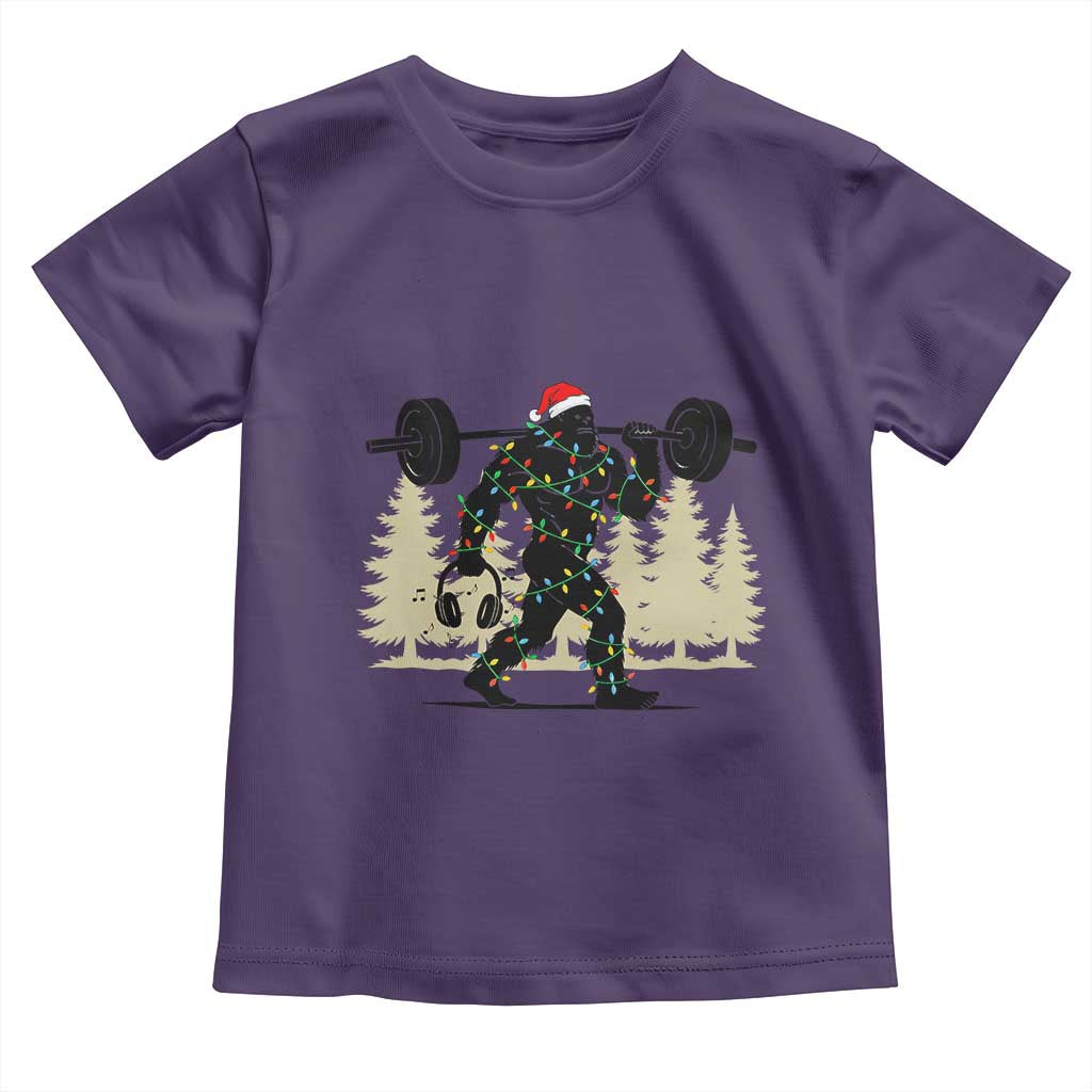 Bigfoot Gym Christmas Toddler T Shirt Funny Sasquatch Bodybuilding Weightlifting TS14 Purple Print Your Wear