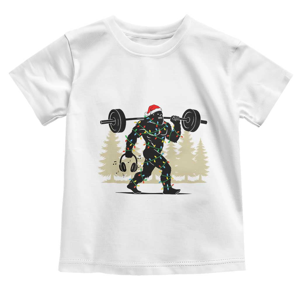 Bigfoot Gym Christmas Toddler T Shirt Funny Sasquatch Bodybuilding Weightlifting TS14 White Print Your Wear