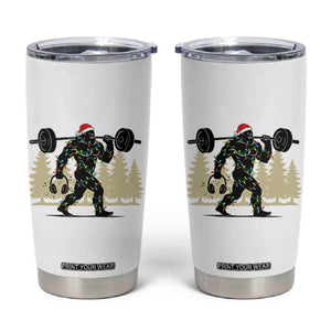 Bigfoot Gym Christmas Tumbler Cup Funny Sasquatch Bodybuilding Weightlifting TS14 White Print Your Wear