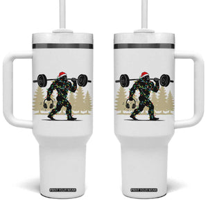 Bigfoot Gym Christmas Tumbler With Handle Funny Sasquatch Bodybuilding Weightlifting TS14 One Size: 40 oz White Print Your Wear